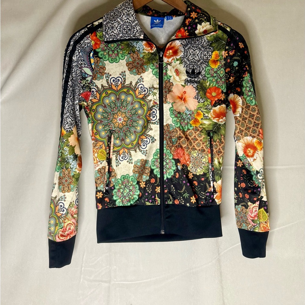 Adidas Vibrant Floral Track Jacket with Black Details - Picture 2 of 3
